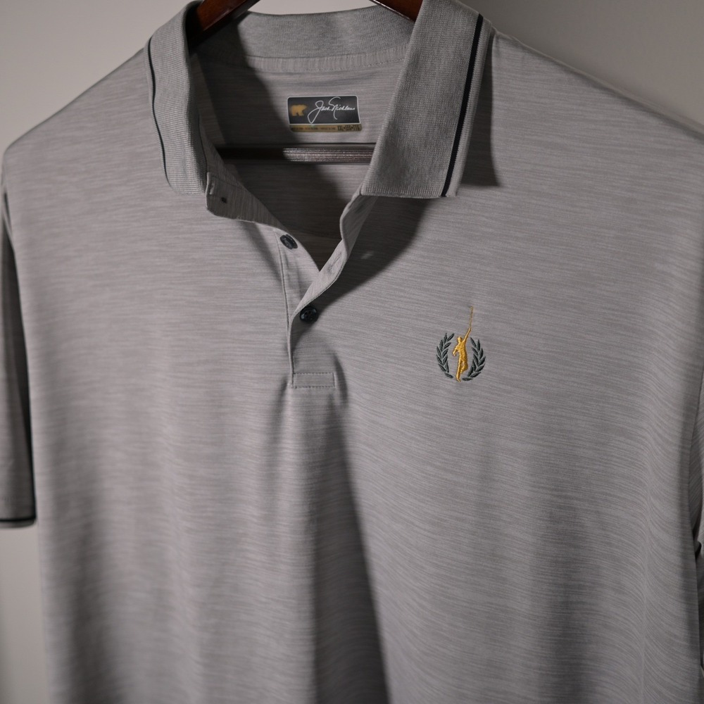 Jack Nicklaus Mens XXL Gray Golden Bear Polo‎ Short Sleeve Performance shirt